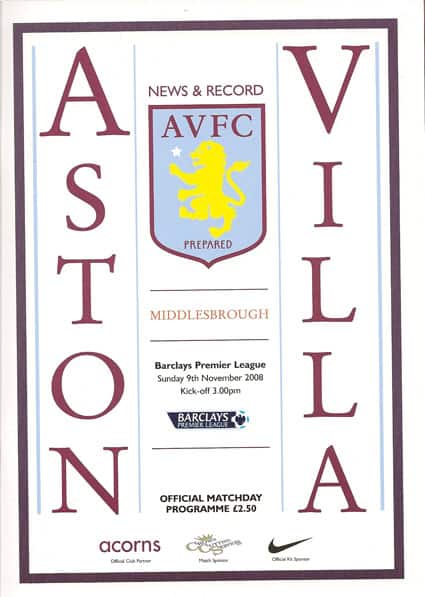 Aston Villa FC v Middlesbrough FC